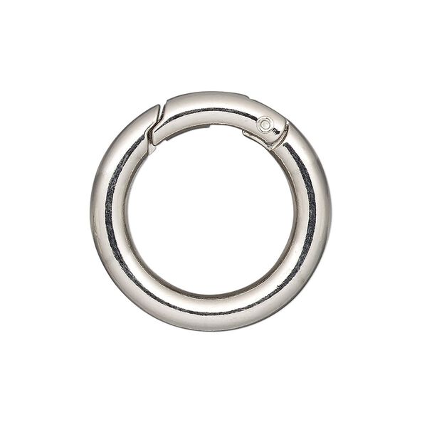 Clasp, self-closing hook, imitation rhodium-finished steel and "pewter" (zinc-based alloy), 25mm round, 4mm thick. Sold per pkg of 4. image number 0
