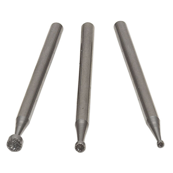 Replacement wire-rounder head, steel, 1.2mm / 1.8mm / 2.7mm cup burrs. Sold per 3-piece set. image number 0