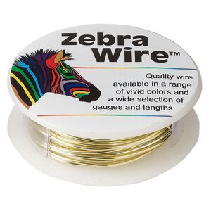 Wire, Zebra Wire™, color-coated copper, champagne gold, round, 18 gauge. Sold per 10-yard spool.