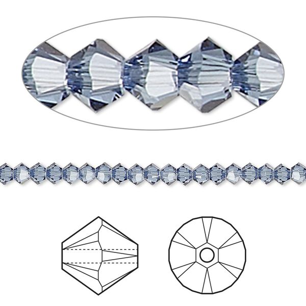 Bead 144pk denim blue, Crystal Passions® 3mm bicone 5328 image number 0