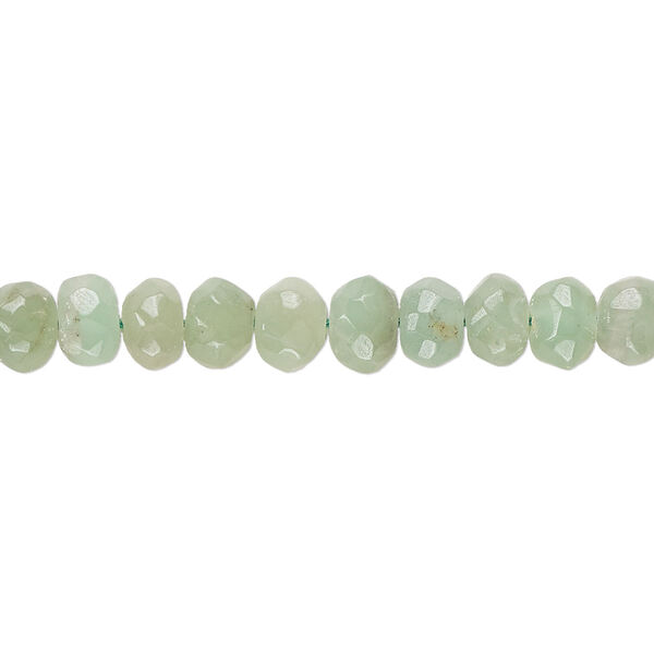 Bead, green chalcedony (dyed), 5x4mm-7x5mm hand-cut faceted rondelle, C+ grade, Mohs hardness 6-1/2 to 7. Sold per 14-inch strand, approximately 75 beads. image number 0