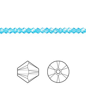 Bead 48pk aquamarine, Crystal Passions® 3mm bicone 5328