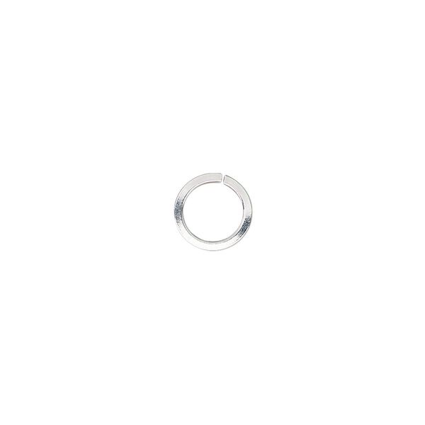 Jump ring, silver-plated brass, 8mm round square wire, 6mm inside diameter, 18 gauge. Sold per pkg of 50. image number 0