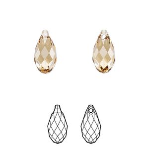 Briolette 2pk light Colorado topaz, Crystal Passions® 13x6.5mm pendant drop 6010