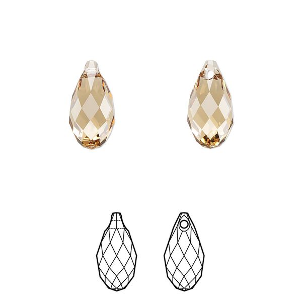 Briolette 2pk light Colorado topaz, Crystal Passions® 13x6.5mm pendant drop 6010 image number 0