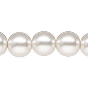 Bead, glass pearl, silver-white, 12mm round. Sold per 15-1/2" to 16" strand.