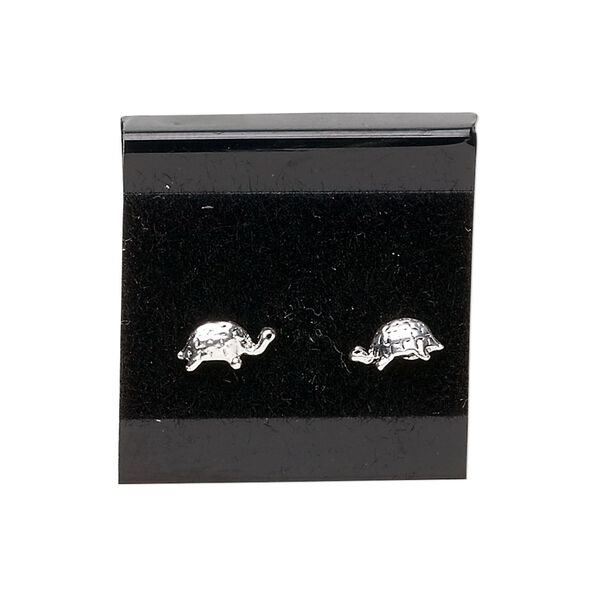Earring card, flocked plastic, black, 1x1-inch square. Sold per pkg of 100. image number 0