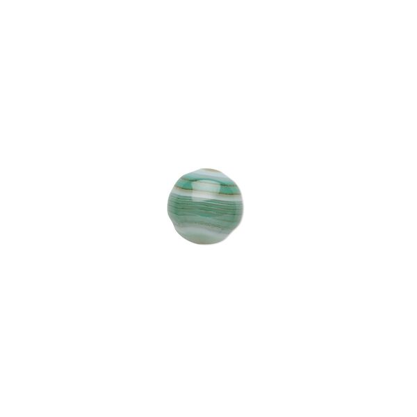 Striped green agate 1pkg10, calibrated round cab 8mm image number 0