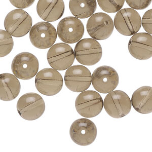 Bead 1pkg50, Czech glass druk, transparent smoke, 8mm round.