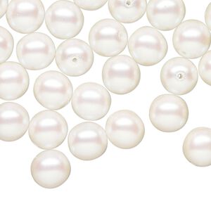 Bead druk Czech pearl-coated glass 50pk 8mm round, iridescent opaque white