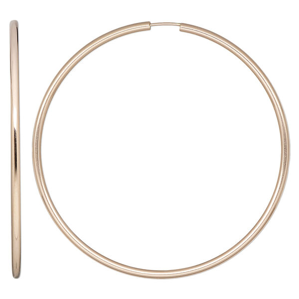 Earring, Create Compliments, 14Kt rose gold-filled, 65mm round hoop with endless-loop closure. Sold per pair. image number 0