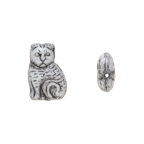 Bead, Preciosa Czech pressed glass, opaque alabaster black finish, 17x11mm cat. Sold per pkg of 10. image number 0