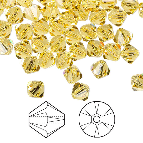 Bead 360pk light topaz, Swarovski® 6mm XILION bicone 5328 image number 0