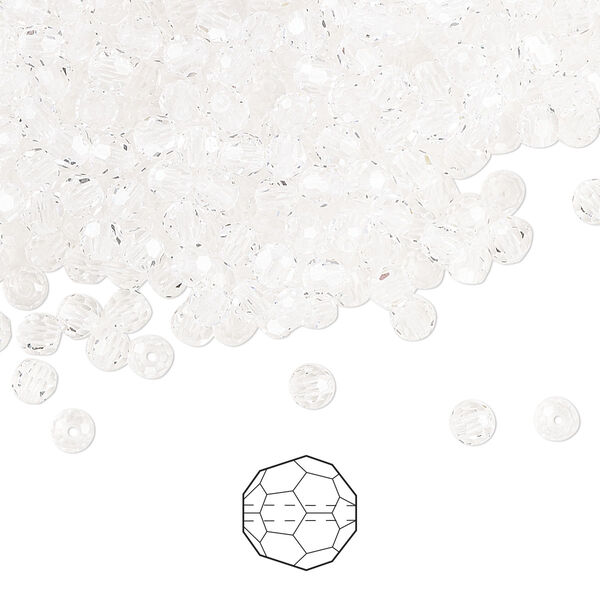 Bead 720pk crystal, Preciosa Czech crystal 3mm round image number 0