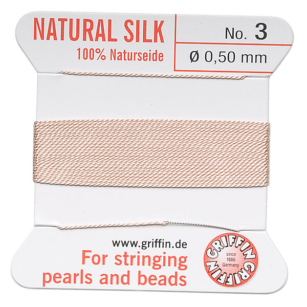 Thread, Griffin, silk, light pink, size #3. Sold per 2-meter card (approximately 78 inches). image number 0
