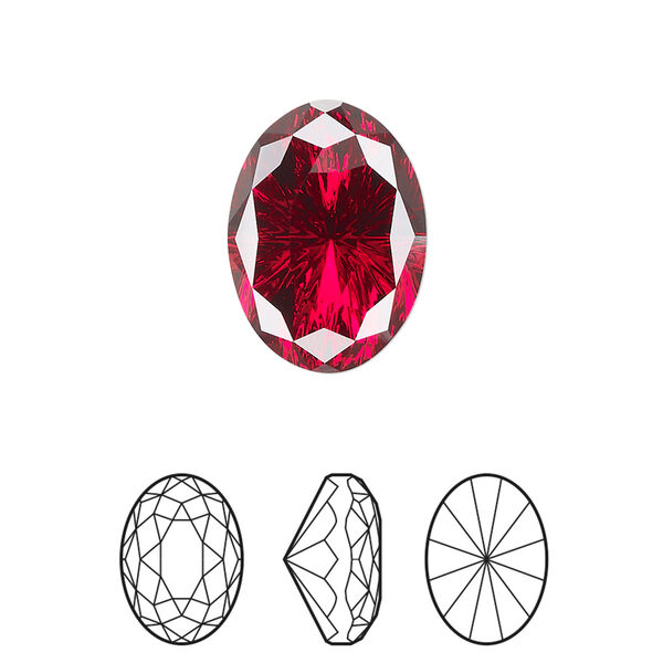 Fancy stone 1pk scarlet foil back, Crystal Passions® 18x13mm magical oval 4160 image number 0