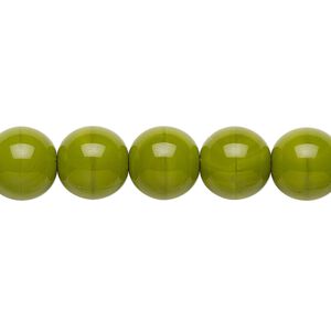 Bead, Preciosa, Czech glass druk, opaque chartreuse, 10mm round. Sold per 15-1/2" to 16" strand.
