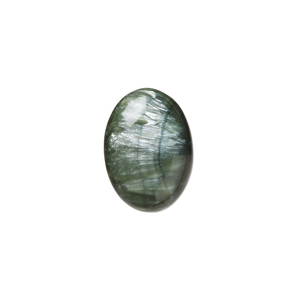 Cabochon, seraphinite (natural), 18x13mm calibrated oval, B grade, Mohs hardness 2 to 2-1/2. Sold individually. image number 0