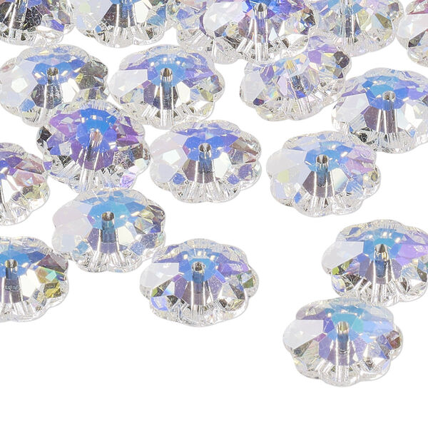 Bead 144pk crystal AB, Preciosa Czech crystal 12x4mm loch flower image number 0