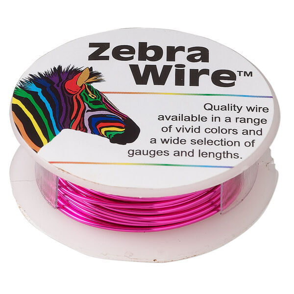 Wire, Zebra Wire™, color-coated copper, fuchsia, round, 18 gauge. Sold per 10-yard spool. image number 0