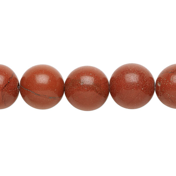 Bead, red jasper (natural), 12mm round, B grade, Mohs hardness 6-1/2 to 7. Sold per 15-1/2" to 16" strand. image number 0
