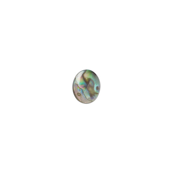 Cabochon, abalone shell (coated), 8x6mm calibrated oval, Mohs hardness 3-1/2. Sold per pkg of 10. image number 0