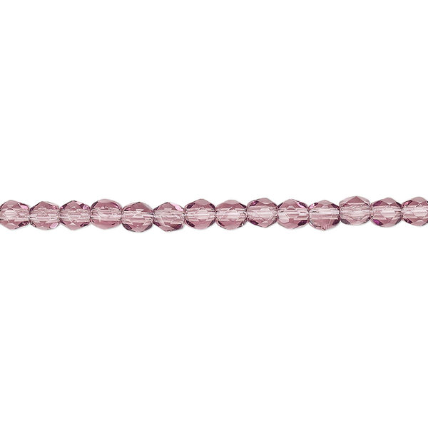 Bead, Czech fire-polished glass, amethyst purple, 3mm faceted round. Sold per 15-1/2" to 16" strand, approximately 130 beads. image number 0