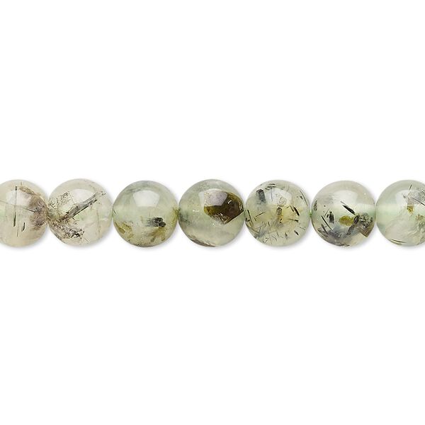 Prehnite 1pkg1, round bead natural 15 inch 6-8mm image number 0