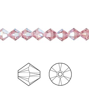 Bead 144pk light rose shimmer, Crystal Passions® 6mm bicone 5328