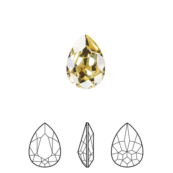 Fancy stone 4pk dark jonquil foil back, Crystal Passions® 14x10mm pear 4320 image number 0