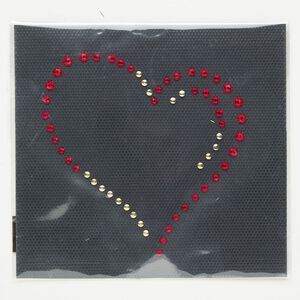 Transfer crystal / aluminum 1pkg1 3-1/2x3-1/4 inch iron-on heart, red / gold / silver finish