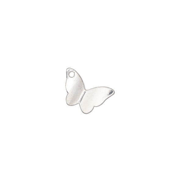 Charm, silver-finished "pewter" (zinc-based alloy), 12x11.5mm single-sided curved butterfly. Sold per pkg of 10. image number 0