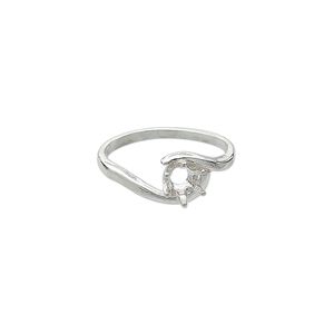 Ring, Sure-Set™, sterling silver, swirl band with 5mm 6-prong faceted round setting, size 7. Sold individually.