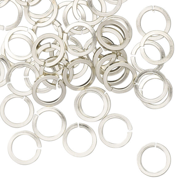 Jump ring, copper / zinc / nickel, nickel silver, 8mm hand-cut round square wire, 5.7mm inside diameter, 18 gauge. Sold per pkg of 50. image number 0