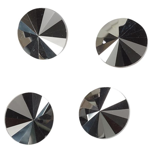 Chaton, hematite, foil back, 16mm faceted rivoli. Sold per pkg of 4. image number 0