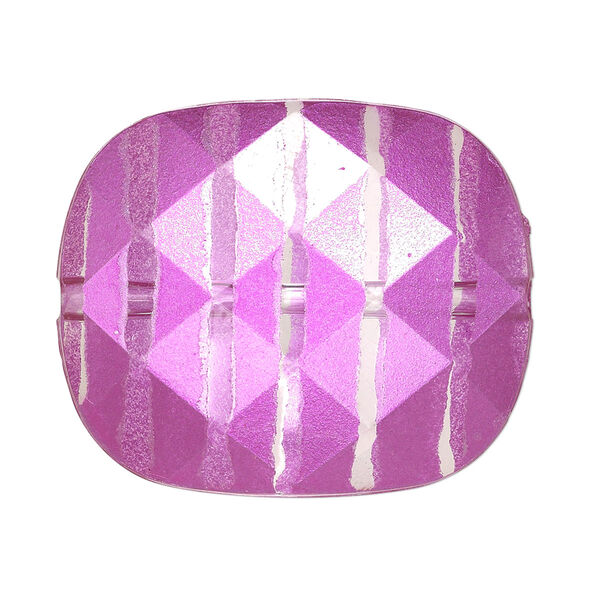 Bead, painted acrylic, semitransparent clear and pink, 34.5x29mm faceted rounded rectangle. Sold per pkg of 10. image number 0