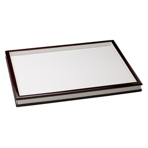 Tray, fiber board and leatherette, white and mahogany, 12-1/2 x 9 x 1 inches. Sold individually.