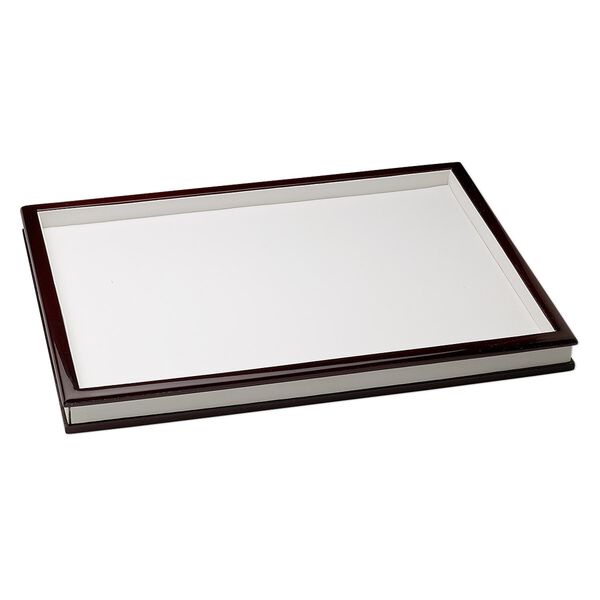 Tray, fiber board and leatherette, white and mahogany, 12-1/2 x 9 x 1 inches. Sold individually. image number 0