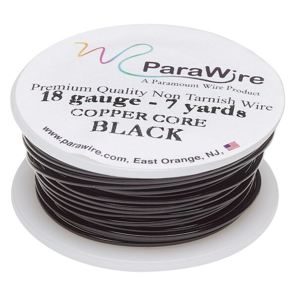 Wire, ParaWire™, black enamel copper, round, 18 gauge. Sold per 7-yard spool. image number 0