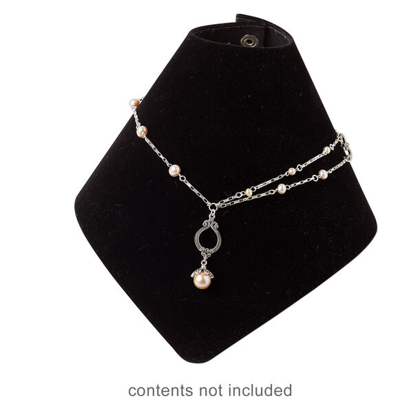 Display, necklace, plastic / velveteen / steel, black, 5 x 7-1/2 x 8-1/4 inch assembled cone with snap closure. Sold individually. image number 1