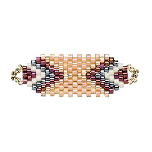 Focal, Creative Touch, glass, salmon / copper / cranberry, 30x12mm double-sided oval. Sold individually. image number 0
