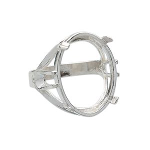 Ring, sterling silver, 25x18mm 4-prong oval basket setting, size 10. Sold individually.