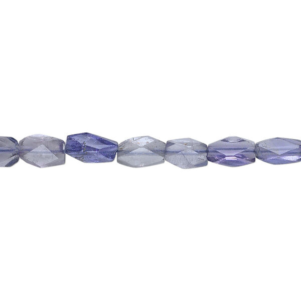 Bead, iolite (dyed), 6x3mm-7x5mm hand-cut faceted brick, B grade, Mohs hardness 7 to 7-1/2. Sold per 15-1/2" to 16" strand. image number 0