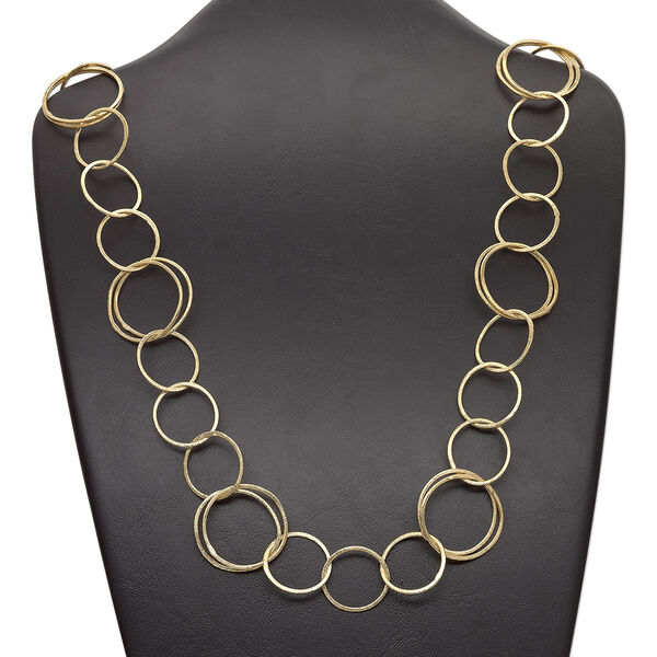 Chain, gold-finished copper, 31mm brushed double round cable, 36 inches with hook clasp. Sold individually. image number 0
