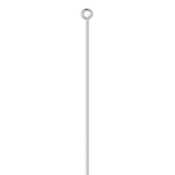 Eye pin, silver-plated brass, 3-1/2 inches, 21 gauge. Sold per pkg of 100. image number 0