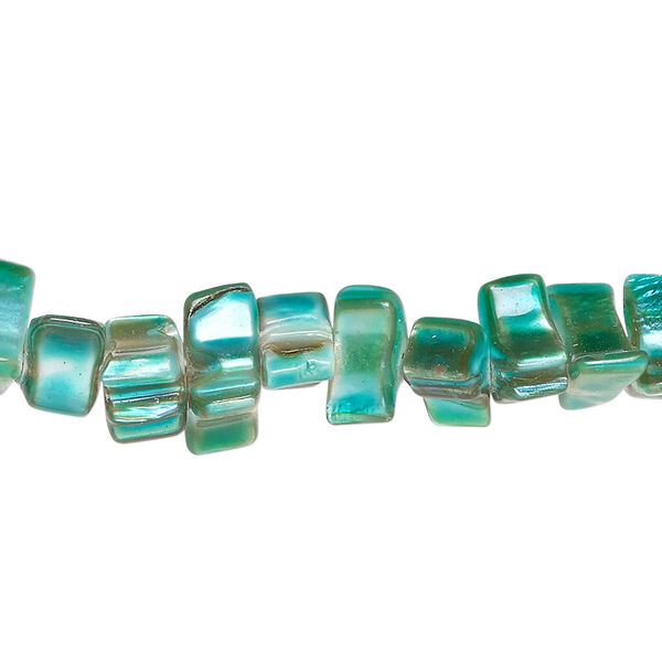 Mother-of-pearl shell 1pkg1, triangle tube bead 15 inch sea green 8x4mm-14x6mm image number 0