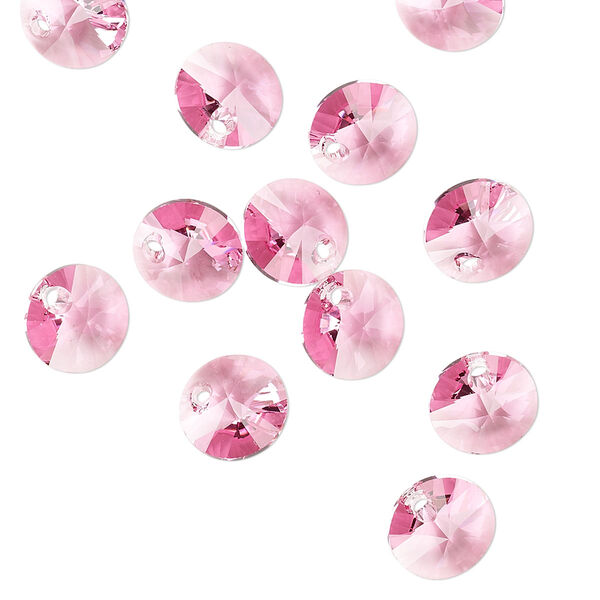 Drop 12pk rose, Crystal Passions® 8mm pendant mini disk 6428 image number 1