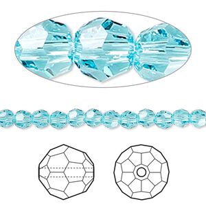Bead 720pk light turquoise, Swarovski® 4mm round 5000