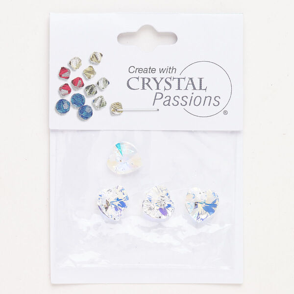 Drop 4pk crystal AB, Crystal Passions® 10mm heart pendant image number 0