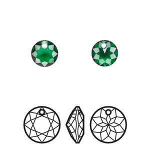 Drop 72pk majestic green, Swarovski® 8mm pendant classic cut 6430